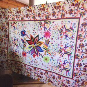 Boho Bohemian Festive Tablecloth 84" X 60" Colorful Linen Table Decor